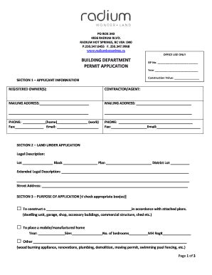 Fillable Online OFFICE USE ONLY BUILDING DEPARTMENT BP No PERMIT ...
