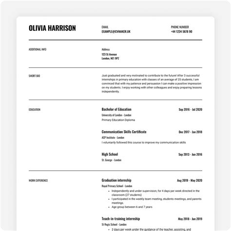 Image result for Job CV Examples