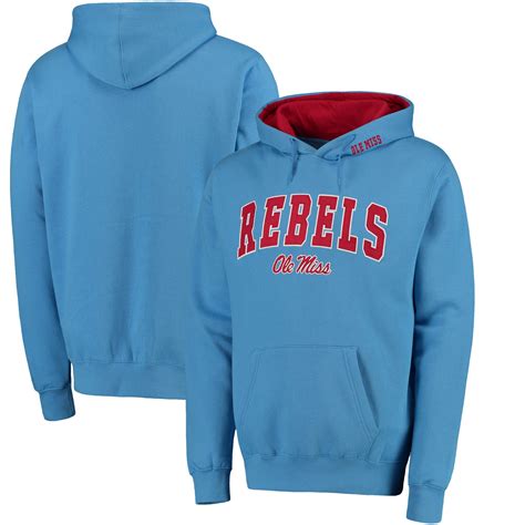 Ole Miss Rebels Light Blue Arch & Logo Pullover Hoodie