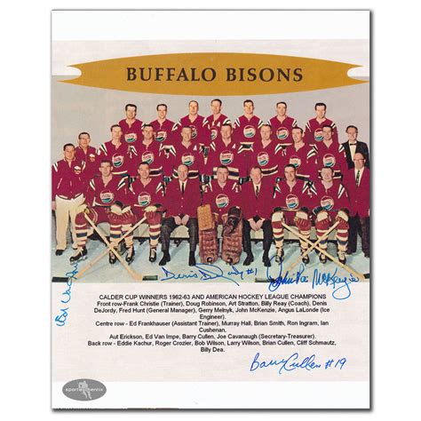 1962-63 Buffalo Bisons Calder Cup Winners Team Autographed Photo Signed ...