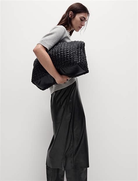 Buy Leather Look Midi A-Line Skirt at Marks & Spencer