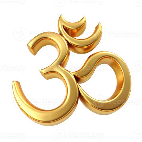 metalic hinduism aum symbol made of gold isolated on transparent ...