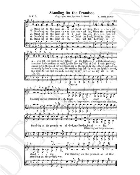 Standing on the Promises Hymn Lyrics - Hymnal Sheet - Sheet Music- Home ...