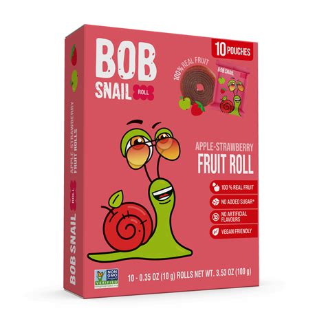 Bob Snail Apple Strawberry Fruit Rolls, 10 Roll Pack, 5 Packs Included ...