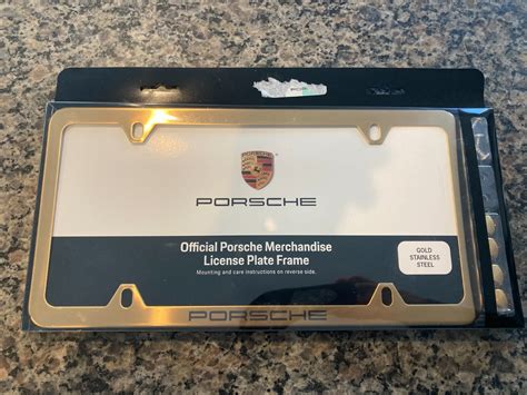 PORSCHE DESIGN SATIN GOLD SLIMLINE "PORSCHE" LICENSE PLATE FRAME W/HARDWARE for Sale - emgCarTech