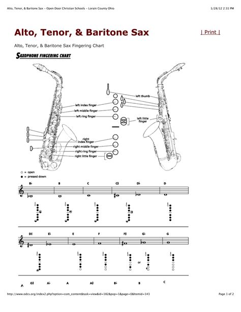 Tenor Sax Fingering Chart - Template Spa...: Premium Template ...
