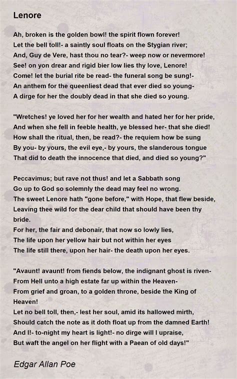 Lenore Poem by Edgar Allan Poe - Poem Hunter