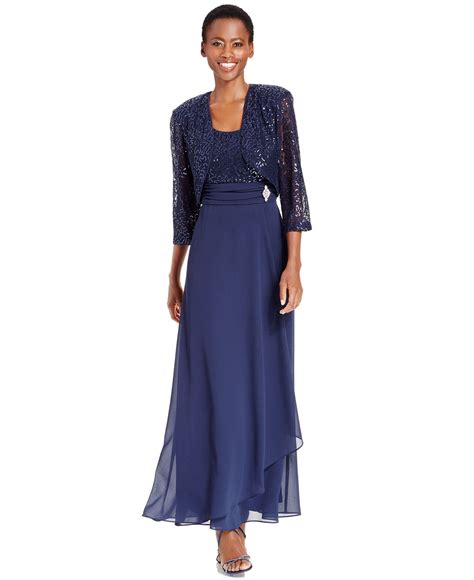 R&M Richards Petite Sequined Lace Dress and Jacket - Macy's | Elegant ...