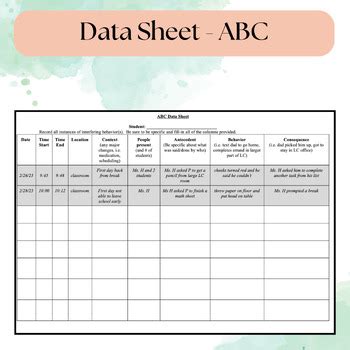 Image result for ABC Data Sheet Example