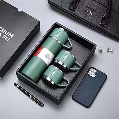 SEDOKA Pack of 1 Vacuum Insulated Flask set 3Cup set for Hot & Cold ...