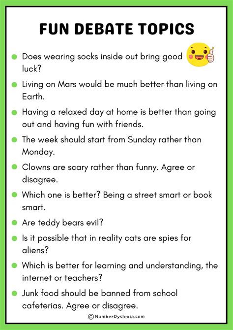 100 Fun Debate Topics for Students - Number Dyslexia
