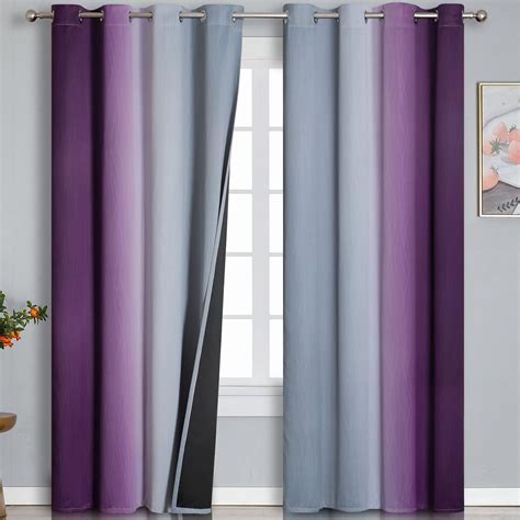 Amazon.com: Estelar Textiler Purple and Grey Ombre Blackout Curtains 90 ...
