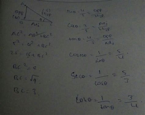 if sin theta =4/5 find the value of cos theta,tan theta,cosec theta,sec ...