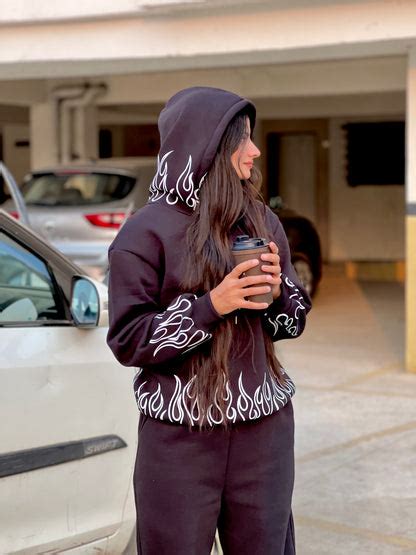 Black Flame Tracksuit, Hoodie & Trackpant – Trendy Unisex Streetwear b ...