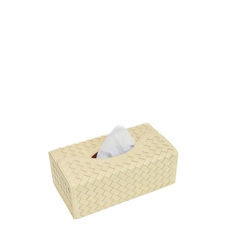 WOVEN LEATHER TISSUE BOX - YELLOW CREAM V1 – Calonge