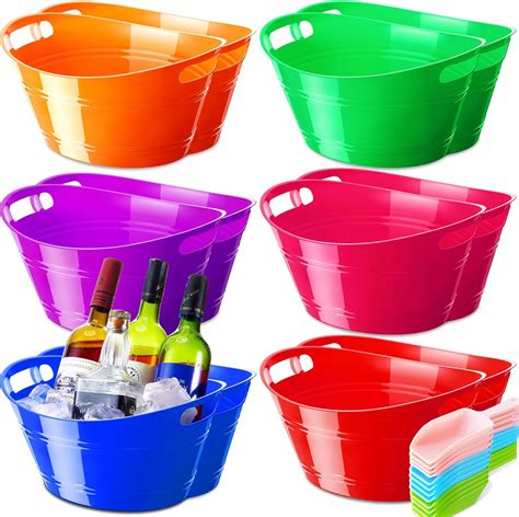 Amazon.com: Dandat 12 Sets Colored Ice Buckets Bulk Plastic Ice Scoop 4 ...