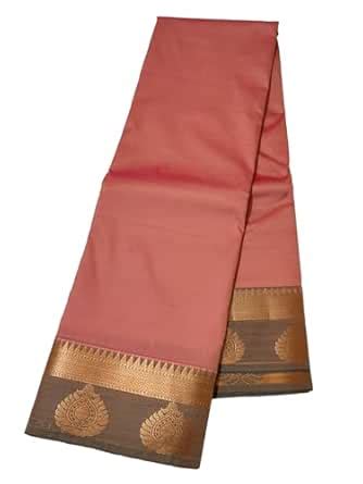 Buy Saraswathi Boutique Women's Kanjivaram Plain Silk Saree Golden Zari ...