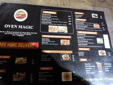 Menu at Oven Magic, Thane