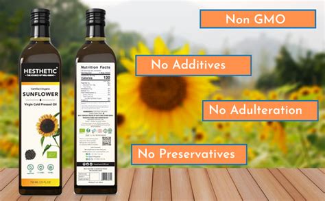 HESTHETIC Edible Cold Pressed Sunflower Oil, 500 ML, Rich in Healthy ...