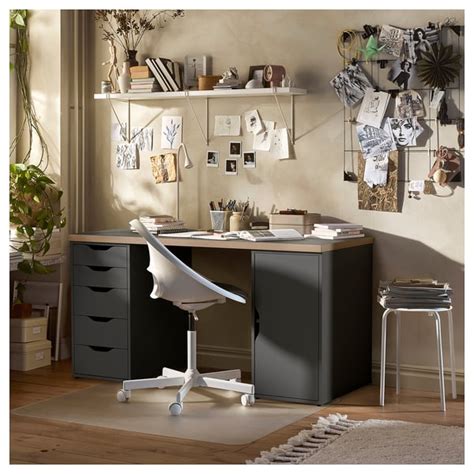 LAGKAPTEN / ALEX desk, grey/wood effect, 140x60 cm (551/8x235/8") - IKEA