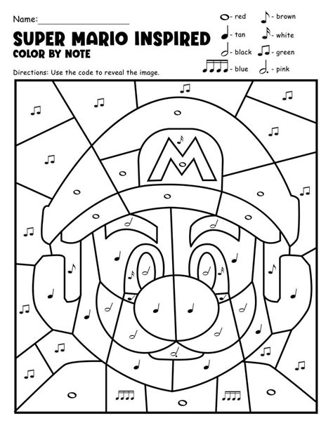 Super Mario Color by Note Worksheets in 2025 | Super mario coloring ...