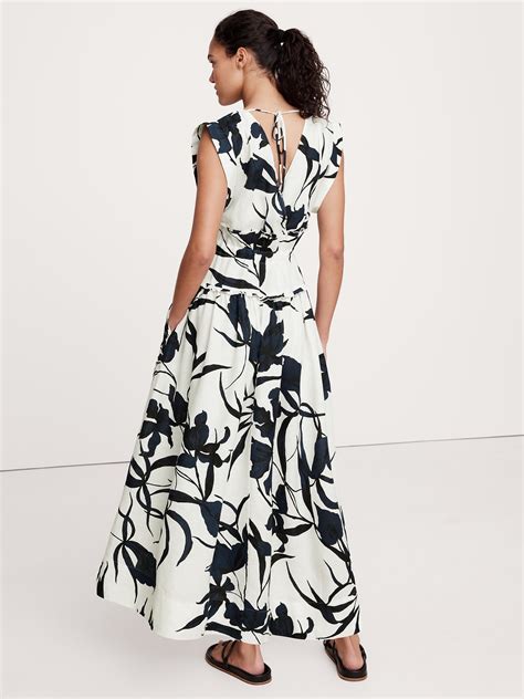 Linen Cinch-Waist Maxi Dress | Banana Republic