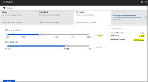Image result for Azure SQL Database Service Tiers