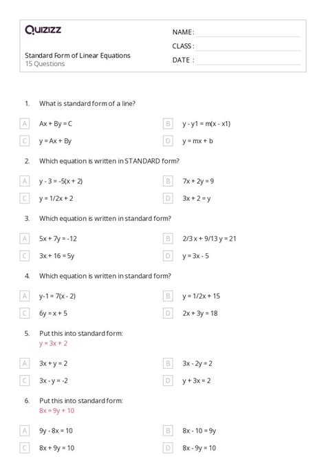 Free printable worksheets linear equations, Download Free printable worksheets linear equations ...
