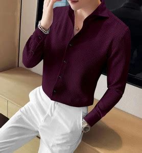 Black Deer Men Self Design Formal Purple Shirt - Buy Black Deer Men ...