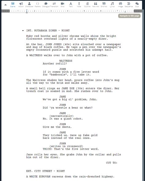 Image result for Screenplay Script Example