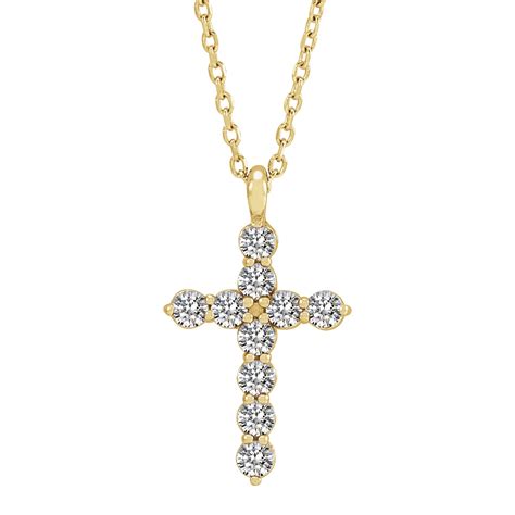Heavenly Purity Diamond Cross Necklace for Women 14K Gold