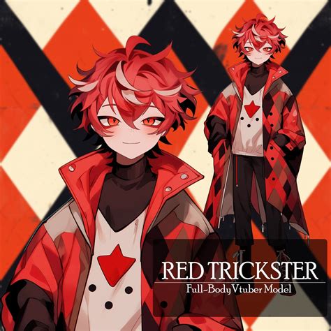 【Live2D】Red Trickster, Pre-Rigged Live2D Male Vtuber Model, Premade Vtuber, Vtube Studio Ready ...