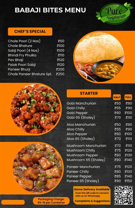 Menu at Babaji Bites, Bengaluru