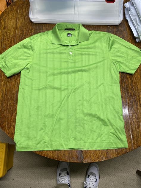 Tiger Woods Vintage Golf Polo Shirt size men's Large Green Short Sleeve ...
