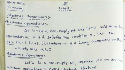 Maths Unit-4 Notes: Binary Operations and Algebraic Structures - Studocu