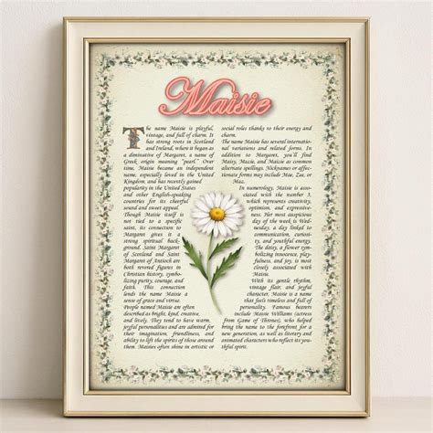 Maisie Name Meaning Vintage Floral Print (digital Download) - Etsy