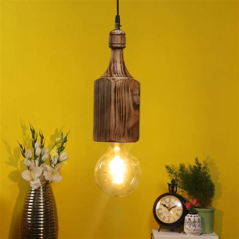 Wooden Wood Hanging Light JSAR bottle wd-sq