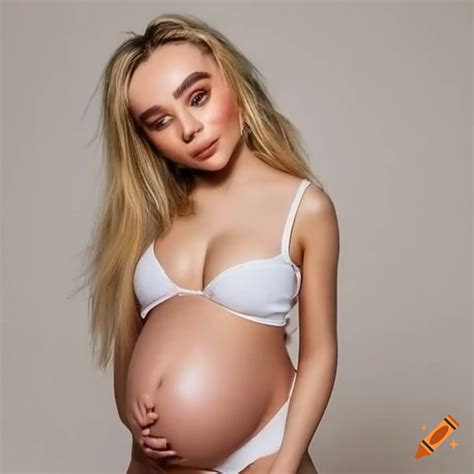 Maternity photoshoot of sabrina carpenter in bikini