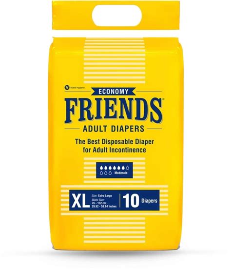 Buy FRIENDS OVERNIGHT ADULT DIAPERS TAPE STYLE 10 COUNT (XL) WAIST 90 ...