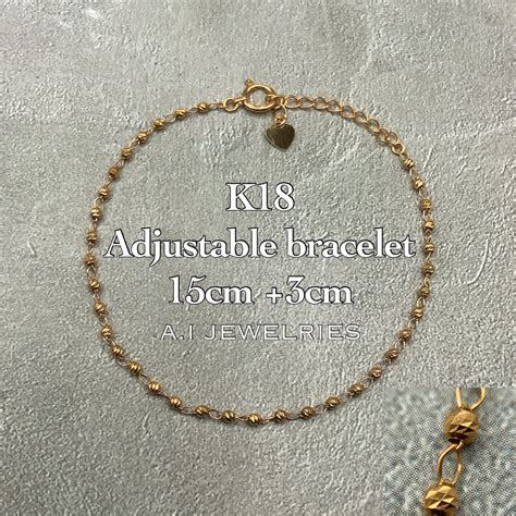 18金 アジャスタブル デザイン ブレスレット 15-18センチ レディース ブレスレット/ K18 Adjustable bracelet ...