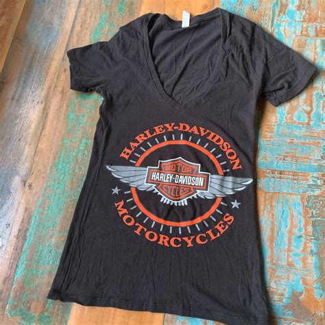 Harley Davidson Motorcycles Deep V Neck Shirt Womens (S) Biker Chick ...