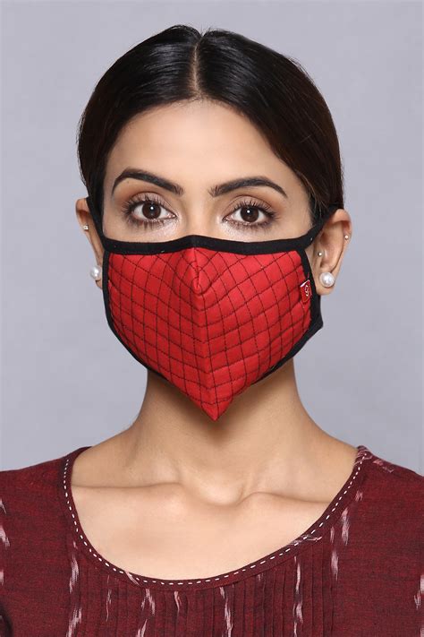Red Cotton Solid Mask at Biba India