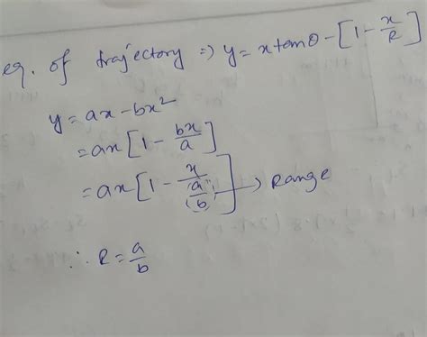 Find range of projectile when equation of trajectory is given by y = ax ...