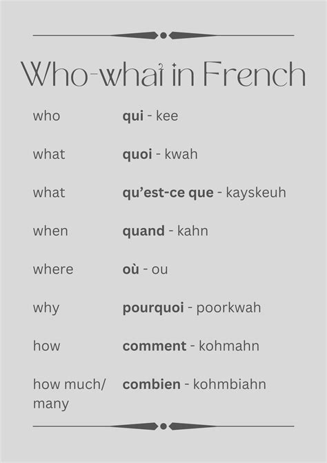Who - what in French in 2025 | Useful french phrases, Basic french ...