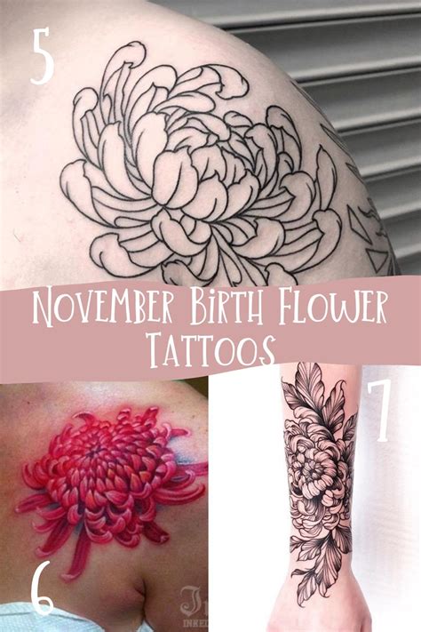 November Birth Flower Chrysanthemum Tattoo