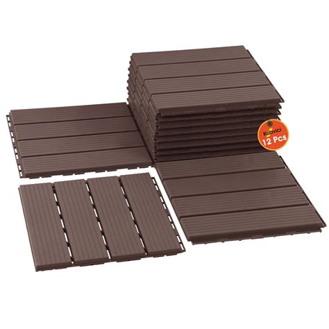 Interlocking Deck Tiles, 12 PCS 12” x 12” Patio Tiles Waterproof ...