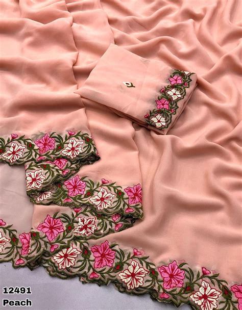 Arham Georgette Floral Multi Thread Worked Fancy Saree Collection