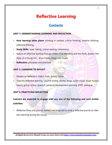 Reflective Learning 4th SEM ENG - Reflective Learning Contents UNIT 1 ...