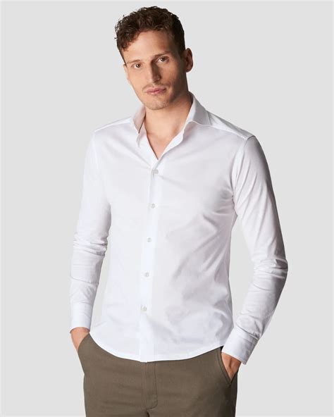 White Long-Sleeved Jersey Shirt - Eton