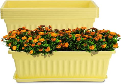 6 Pack Window Box Planter, 17 inches Plastic Vegetable Flower Planter ...